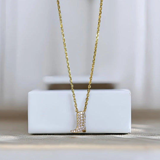 Sugar Bean Jewelry Cowboy Boot Diamond Necklace - Yellow Gold