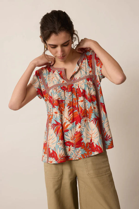 Ladies Bohera Posey Floral Print Top - BSE-11212