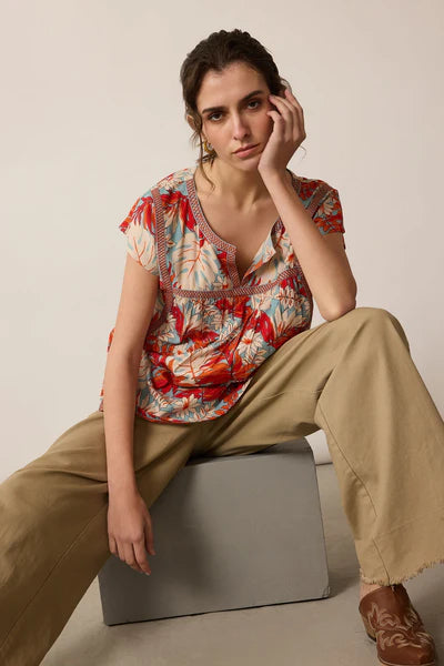 Ladies Bohera Posey Floral Print Top - BSE-11212