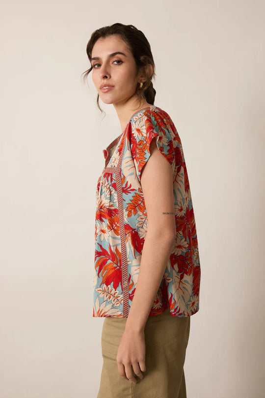Ladies Bohera Posey Floral Print Top - BSE-11212