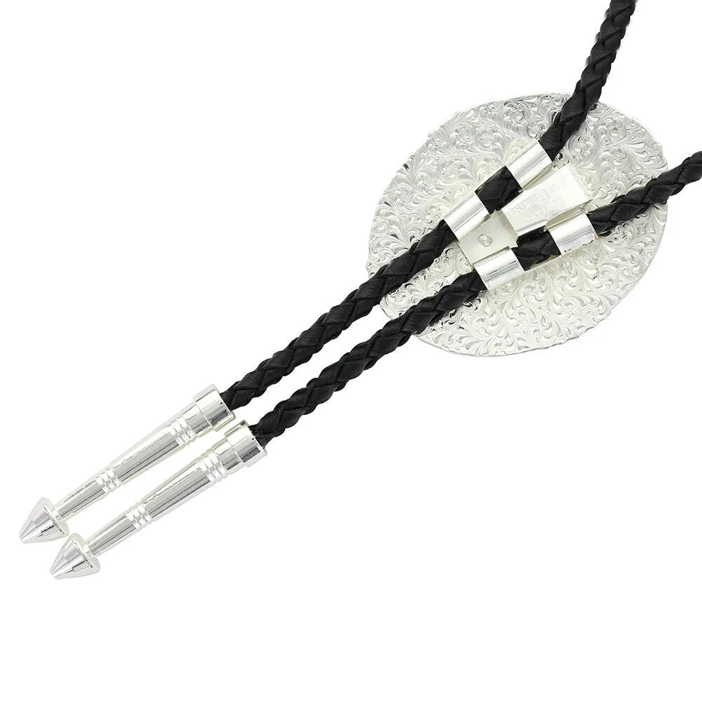 Montana Silversmiths Silver and Gold Engraved Button Bolo Tie - BT366-384S