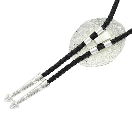 Montana Silversmiths Silver and Gold Engraved Button Bolo Tie - BT366-384S