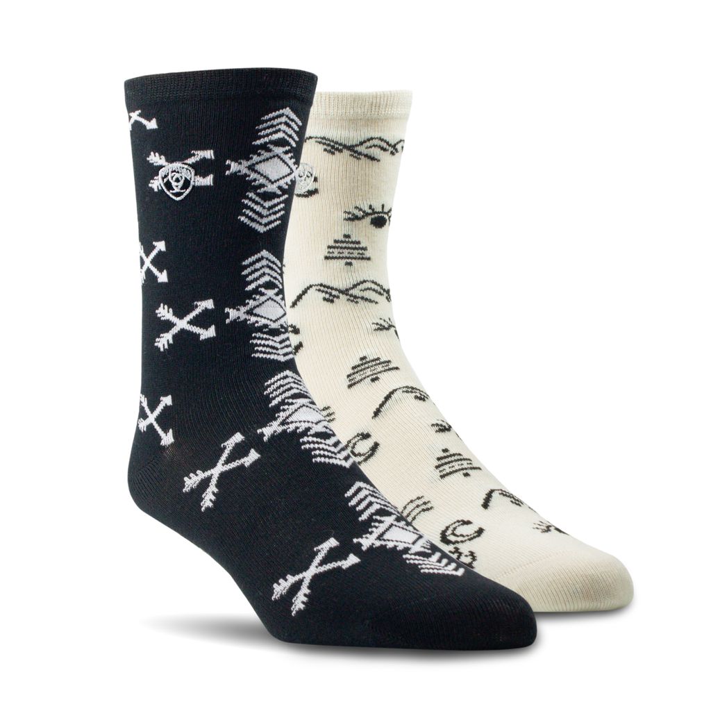 Ladies Ariat Western Doodle Crew Socks 2 Pack - 10073217