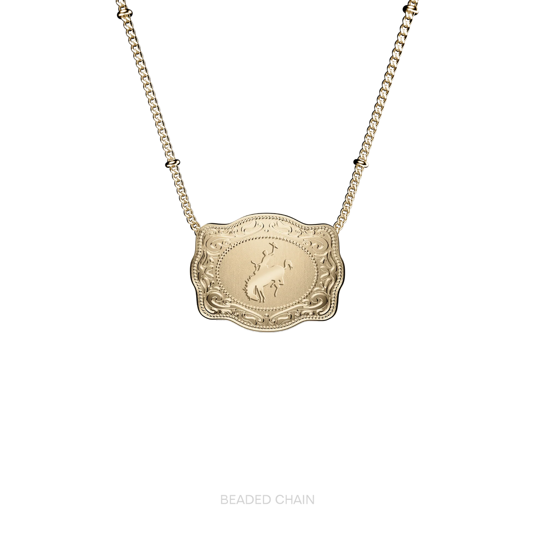 SpurWest Trading Co. Mini Belt Buckle Bronc Necklace - Gold