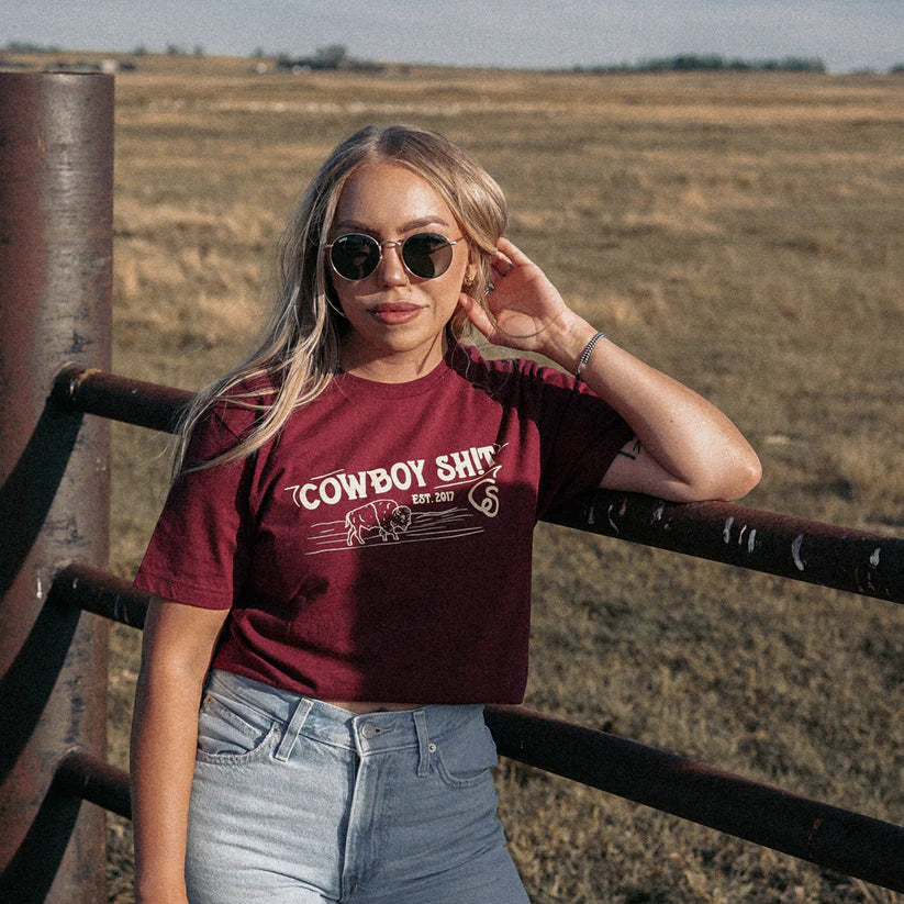 Cowboy Sh!t Buffalo Maroon T-Shirt - 219