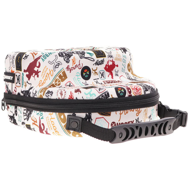 Hooey Cap Carrier -Cream w/Black & Burgundy Rodeo Print - CC012