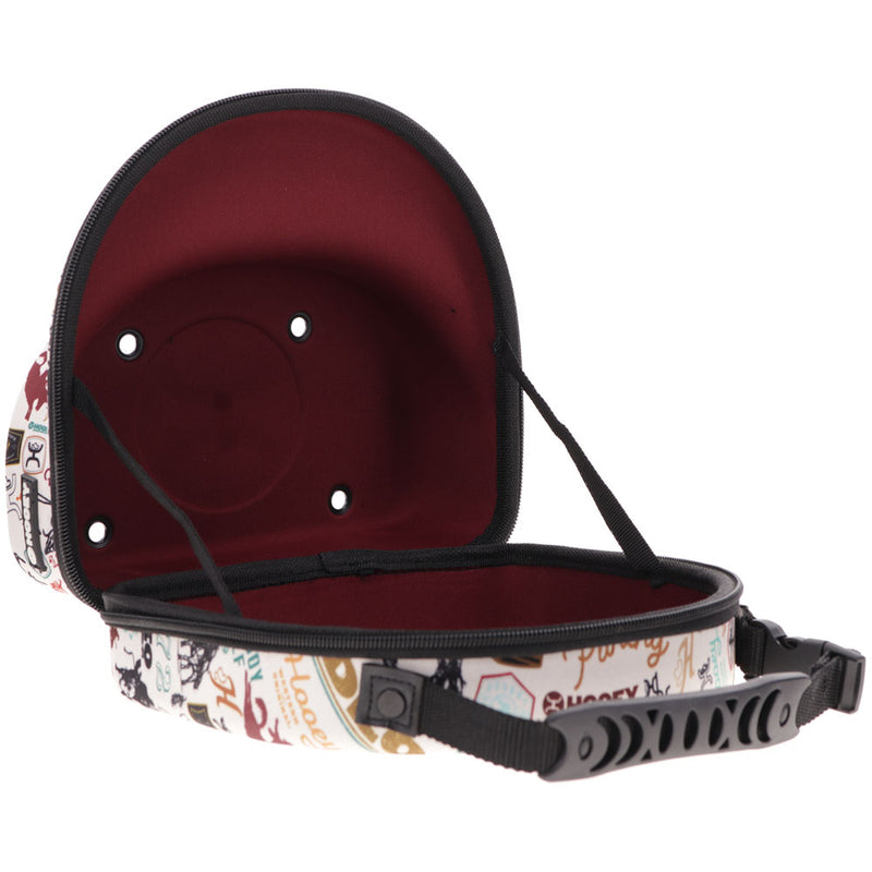 Hooey Cap Carrier -Cream w/Black & Burgundy Rodeo Print - CC012