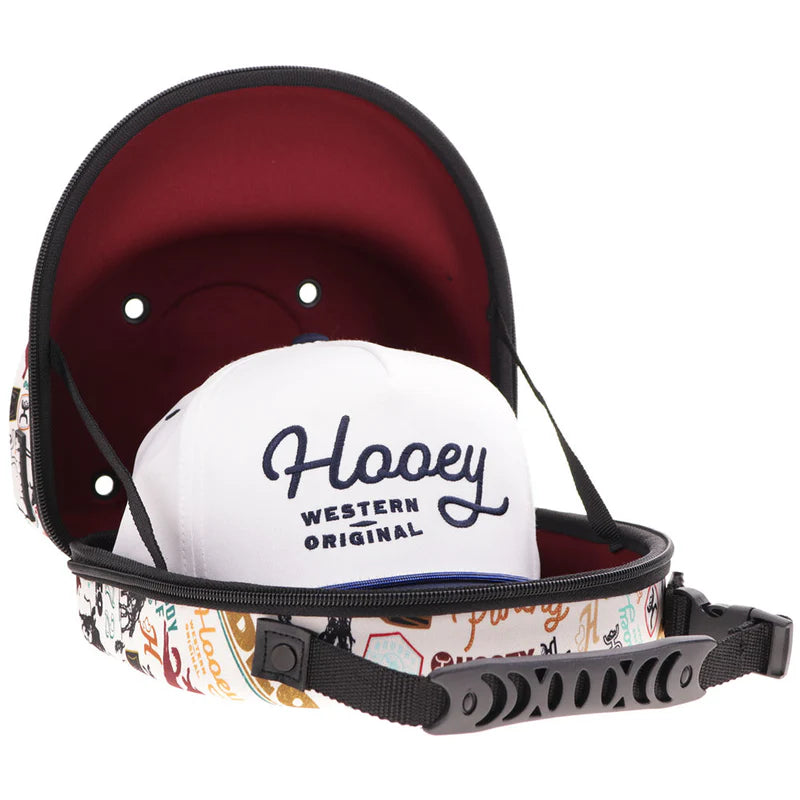 Hooey Cap Carrier -Cream w/Black & Burgundy Rodeo Print - CC012