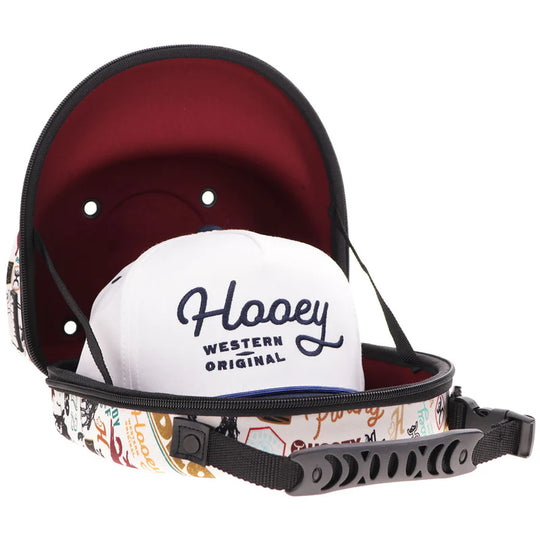 Hooey Cap Carrier -Cream w/Black & Burgundy Rodeo Print - CC012