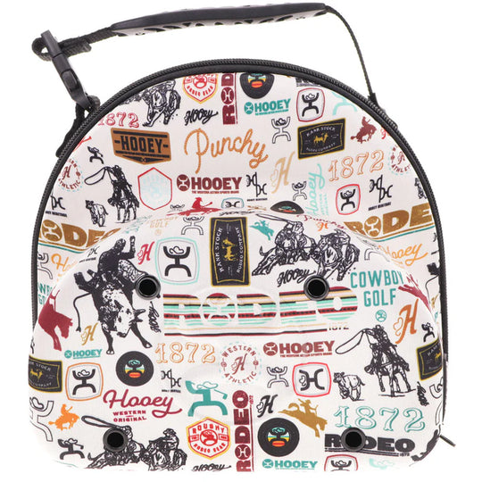 Hooey Cap Carrier -Cream w/Black & Burgundy Rodeo Print - CC012