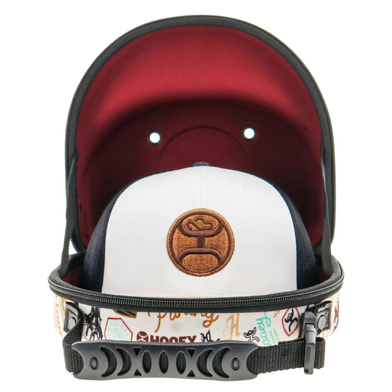Hooey Cap Carrier -Cream w/Black & Burgundy Rodeo Print - CC012