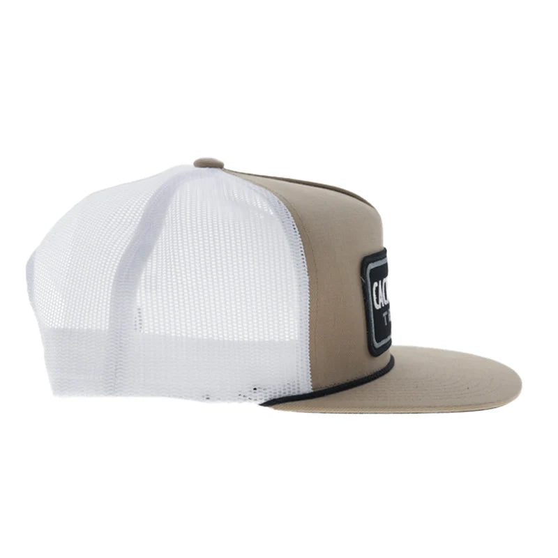 Cactus Ropes 5-Panel Trucker Snapback Hat Tan/White - CR128