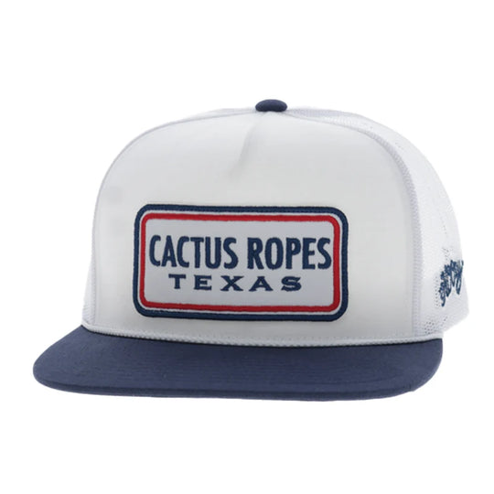 Cactus Ropes 5-Panel Trucker Snapback Hat White/Navy - CR129