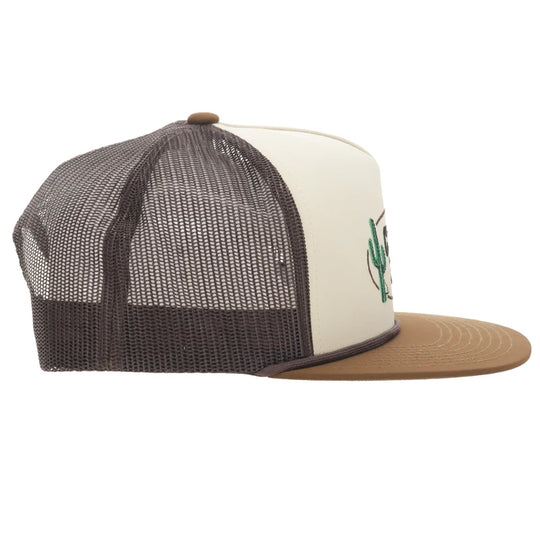 Cactus Ropes 5-Panel Trucker Snapback Hat Tan/Brown - CR130