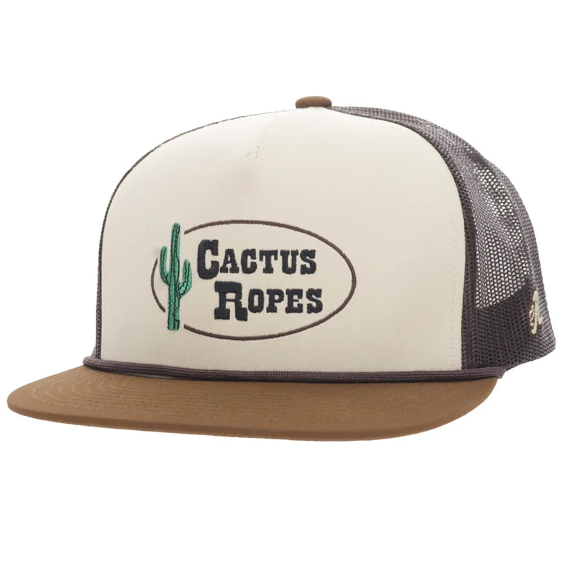 Cactus Ropes 5-Panel Trucker Snapback Hat Tan/Brown - CR130