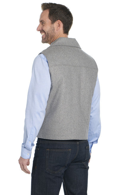 Men's Cripple Creek Wool Melton Snap Front Dove Grey Collared Vest - CR39066