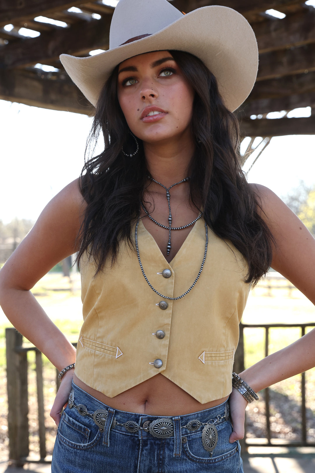 Ladies Cruel Denim Gold Vest - CTV7532001