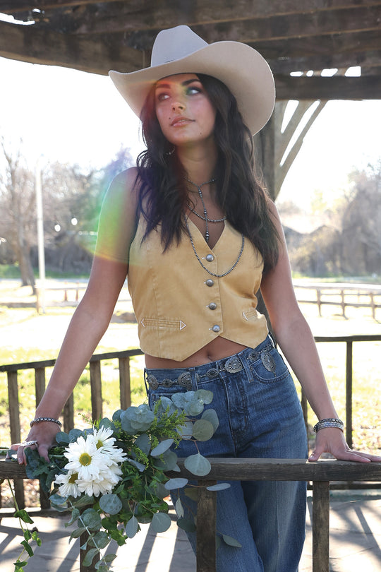 Ladies Cruel Denim Gold Vest - CTV7532001