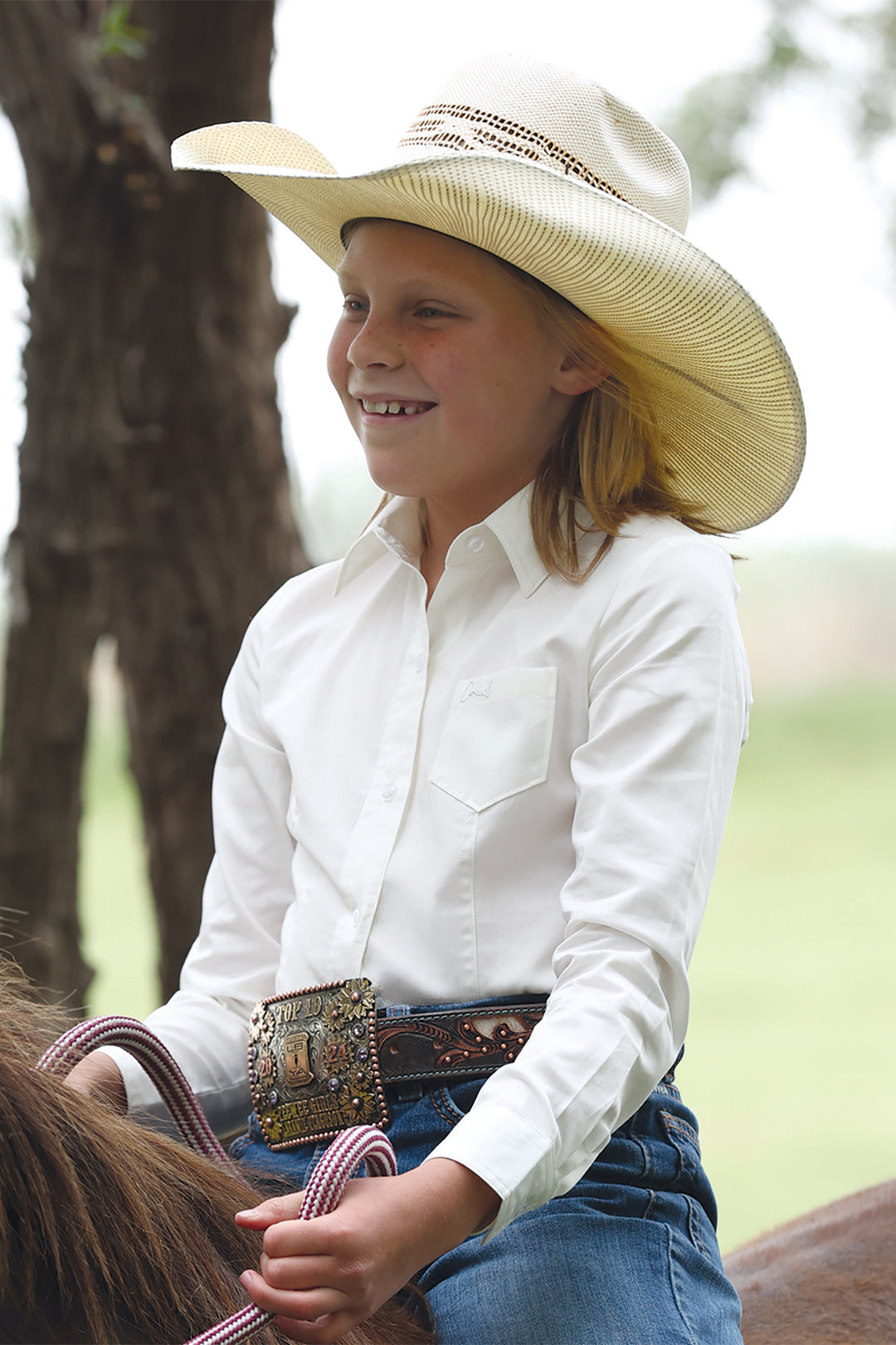 Girls Cruel Denim Solid White Long Sleeve Shirt - CTW3120004
