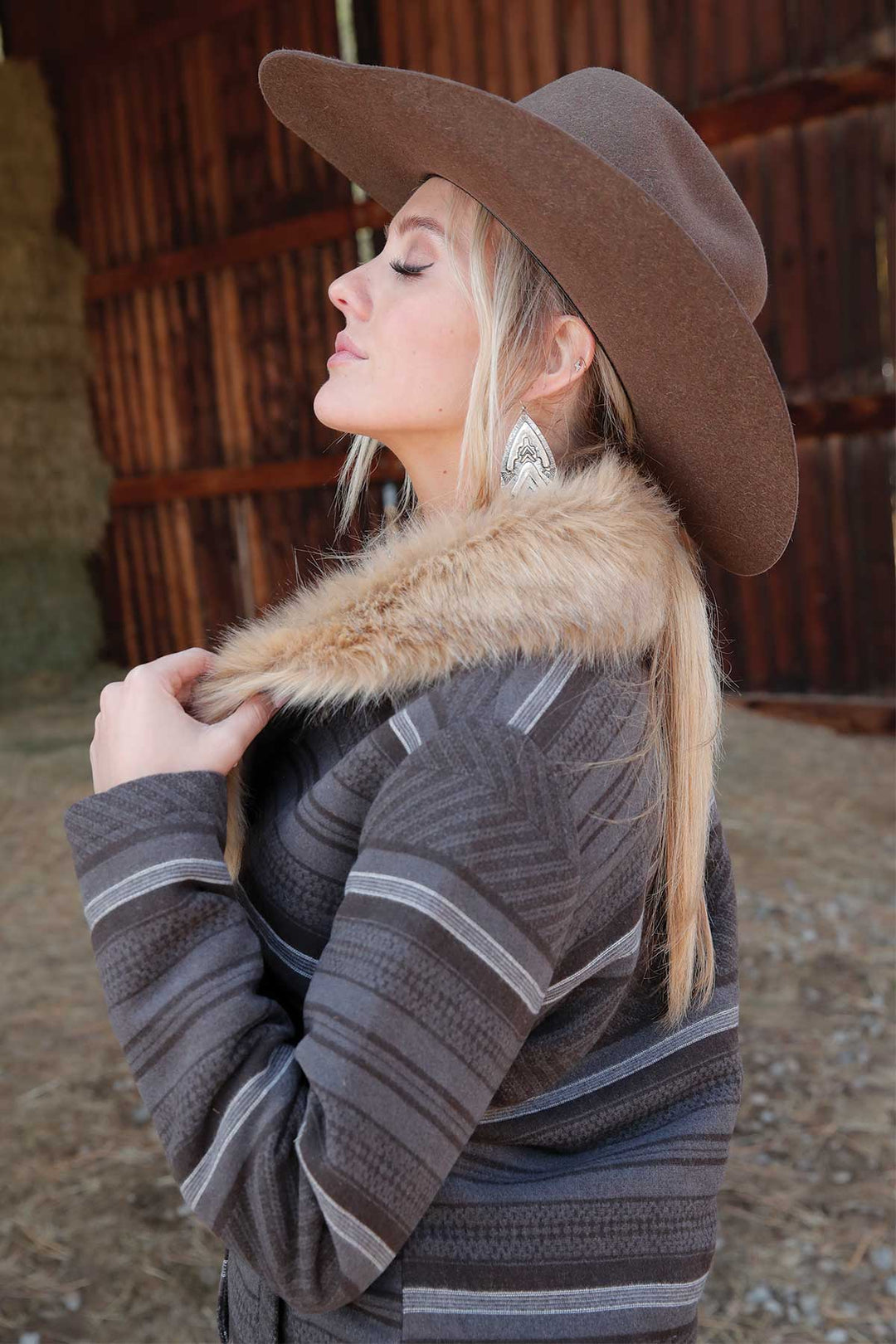 Ladies Cruel Denim Fuax Fur Jacket - CWJ7479001 - FINAL SALE