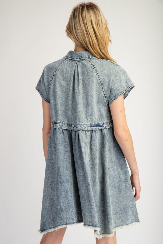Ladies EESOME Mineral Washed Mini Dress - DH12093