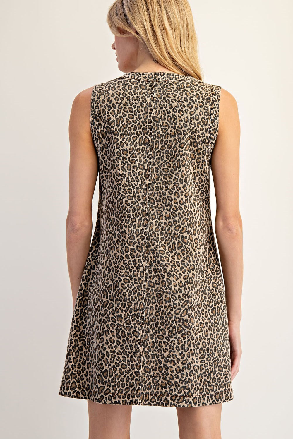 Leopard Button Down Front Mini Dress by Eesome L Leopard Button Down Front Mini Dress by Eesome L