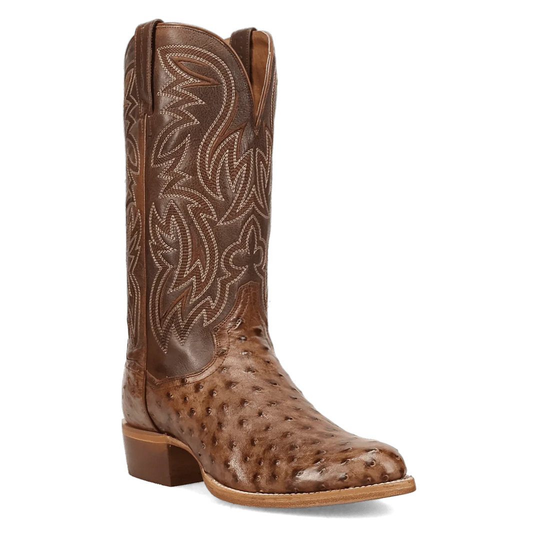 Men's Dan Post Gauge Full Quill Brown Ostrich Cowboy Boot - DP7130