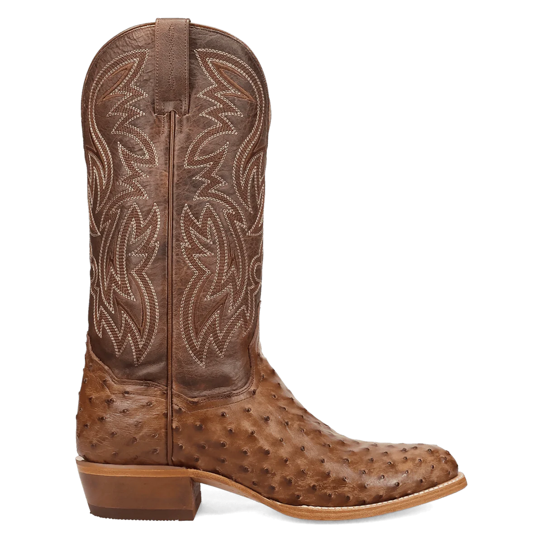 Men's Dan Post Gauge Full Quill Brown Ostrich Cowboy Boot - DP7130