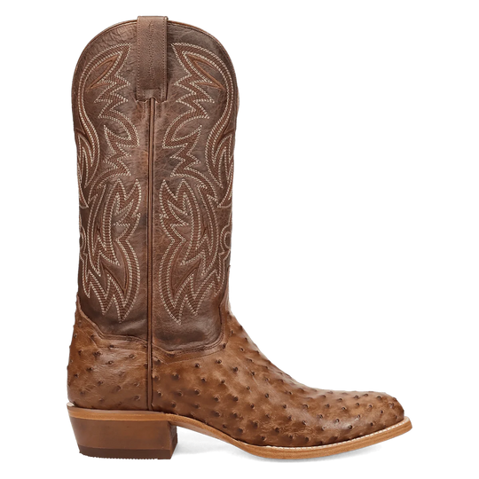 Men's Dan Post Gauge Full Quill Brown Ostrich Cowboy Boot - DP7130