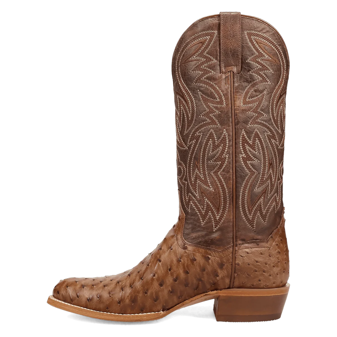 Men's Dan Post Gauge Full Quill Brown Ostrich Cowboy Boot - DP7130