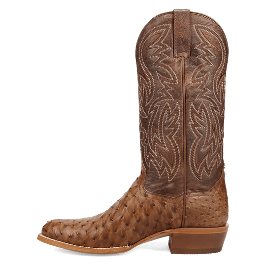 Men's Dan Post Gauge Full Quill Brown Ostrich Cowboy Boot - DP7130