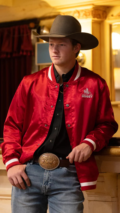 Hooey Unisex Red Bomber Jacket - HJ131RDWH-PA