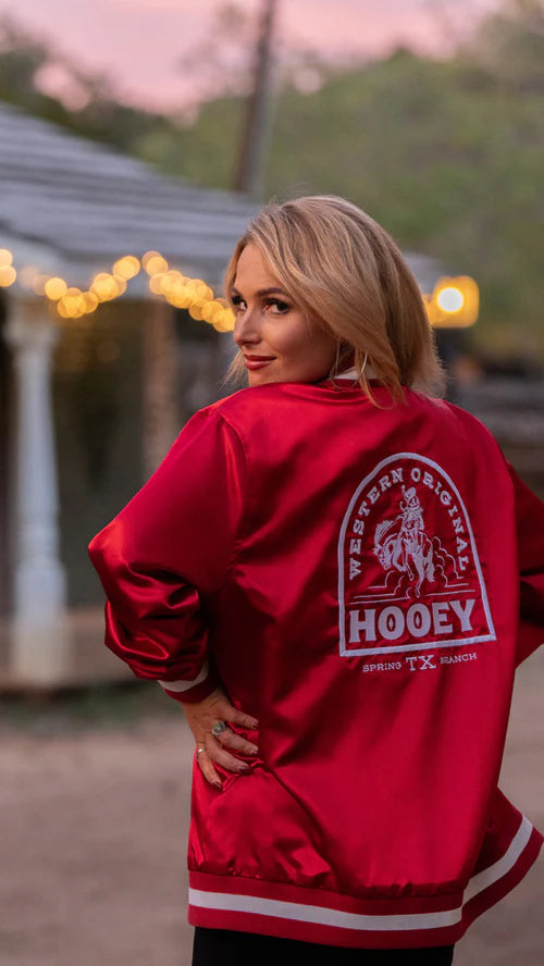 Hooey Unisex Red Bomber Jacket - HJ131RDWH-PA