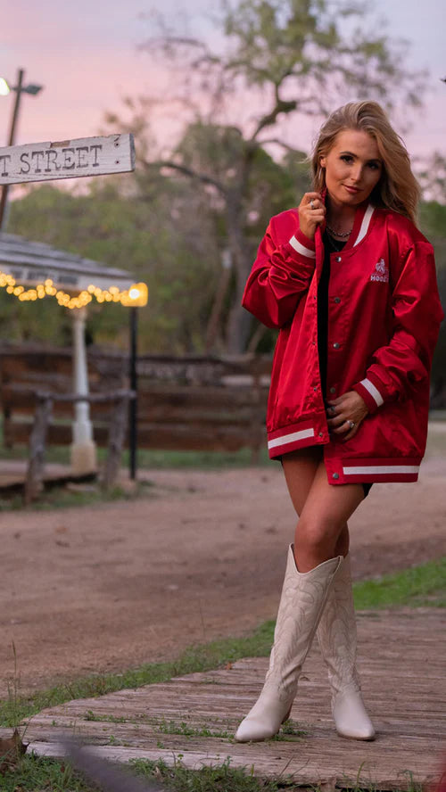 Hooey Unisex Red Bomber Jacket - HJ131RDWH-PA