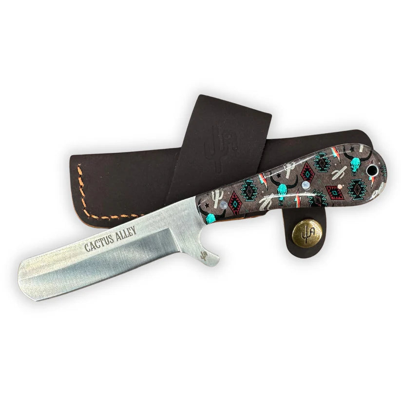 Cactus Alley Hat Co " Dusty Trails" Large Bull Cutter Knife & Sheath - CA41-08