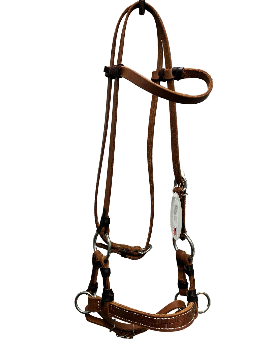 HR Saddles & Tack Tooled Basketweave Band Side Pull - Bitless Headstall