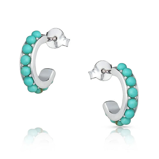 Montana Silversmiths Studded In Turquoise Mini Hoop Earrings - ER4802