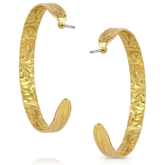 Montana Silversmiths Timeless Treasure Chiseled Hoop Earrings - ER5663G