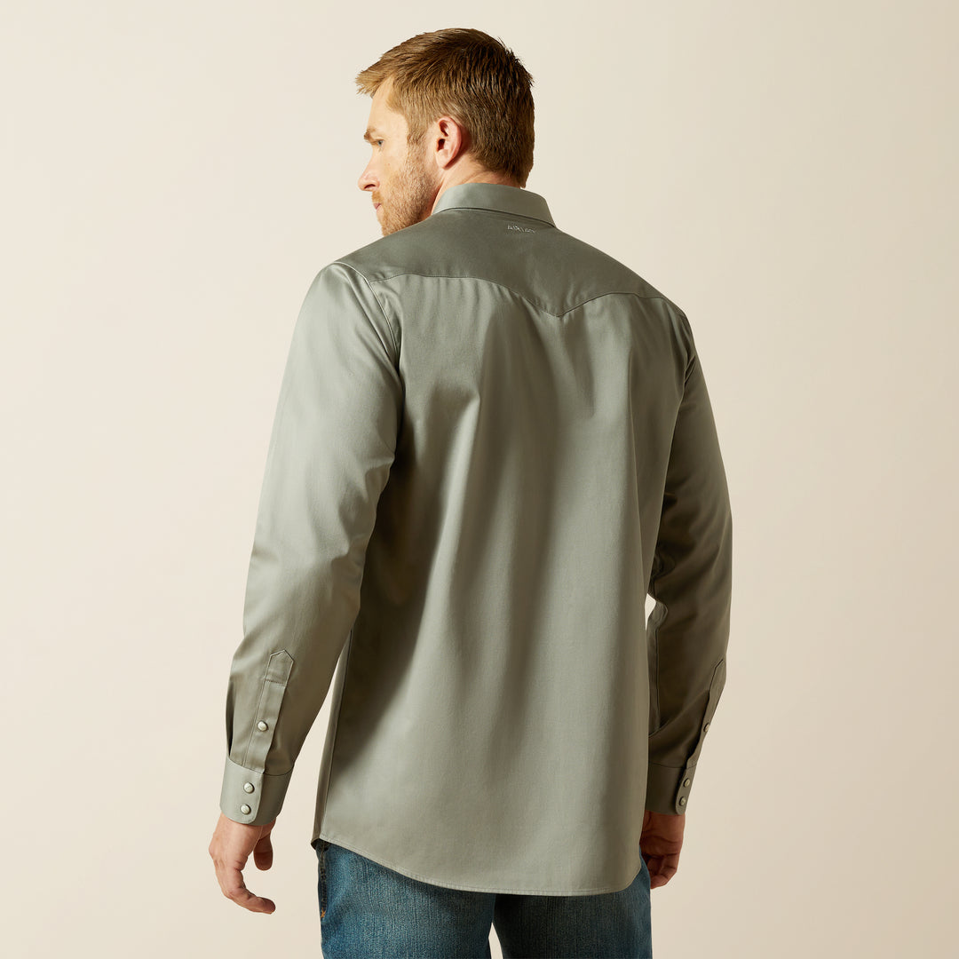 Men's Ariat Solid Grey Twill Fitted Shirt - 10062247