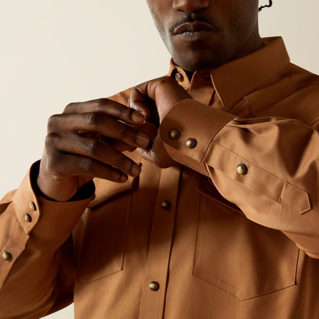 Men's Ariat Solid Tan Twill Classic Fit Shirt - 10062473