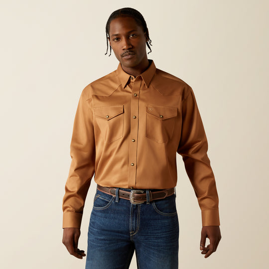 Men's Ariat Solid Tan Twill Classic Fit Shirt - 10062473