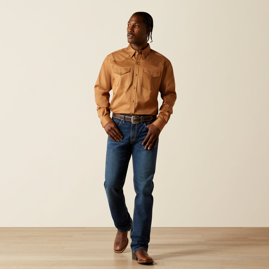 Men's Ariat Solid Tan Twill Classic Fit Shirt - 10062473