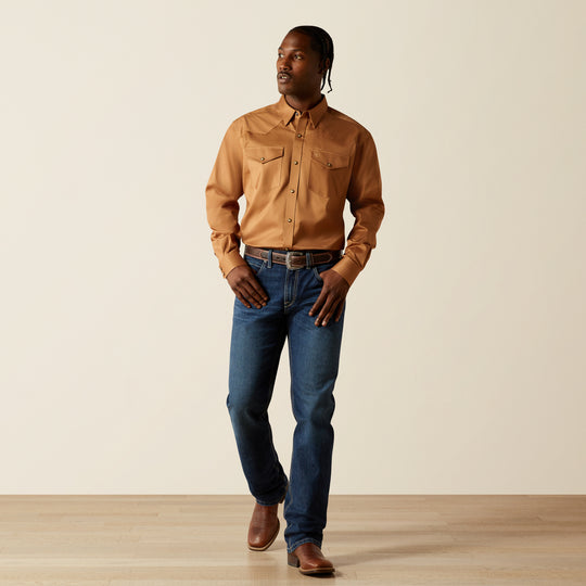 Men's Ariat Solid Tan Twill Classic Fit Shirt - 10062473
