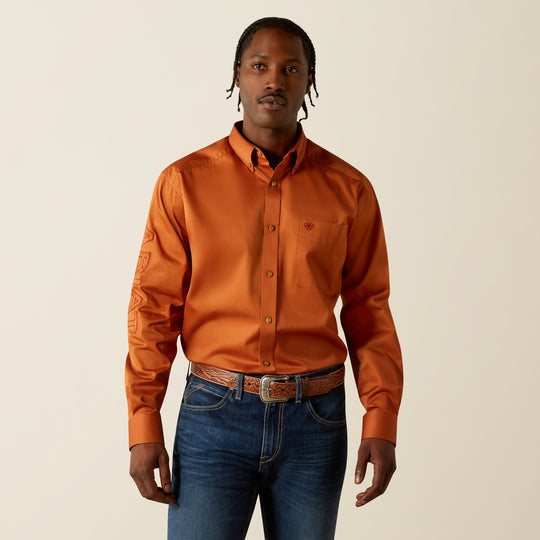 Men's Ariat Team Logo Twill Adobe/Brick Classic Fit Shirt - 10062606
