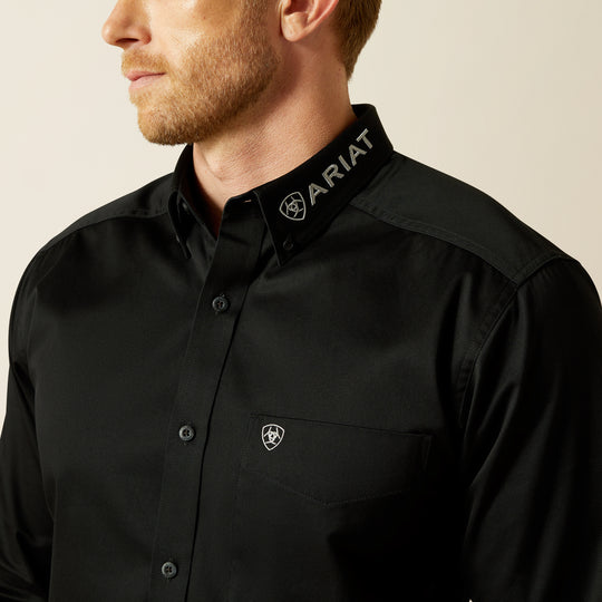 Men's Ariat Team Logo Twill Black/Grey Fitted Shirt - 10062659