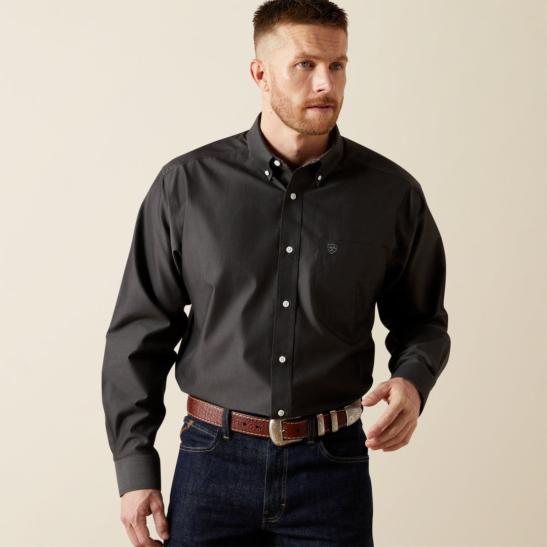 Men's Ariat Wrinkle Free Solid Pinpoint Oxford Classic Fit Shirt - 10065843