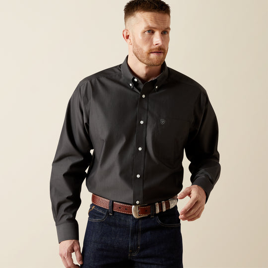 Men's Ariat Wrinkle Free Solid Pinpoint Oxford Classic Fit Shirt - 10065843
