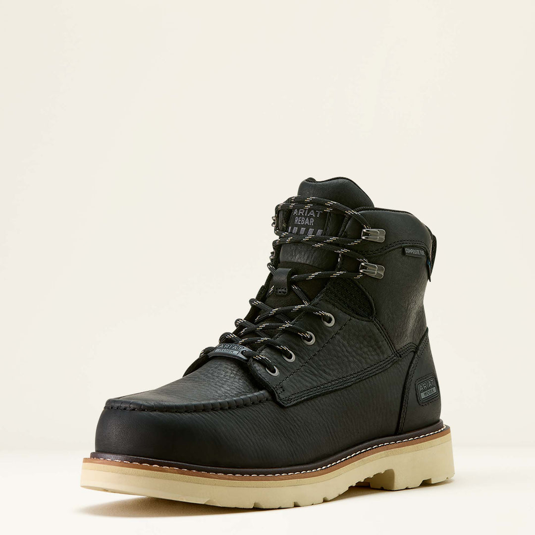 Men's Ariat Black Rebar Lift 6" Waterproof Composite Toe Work Boot - 10063920
