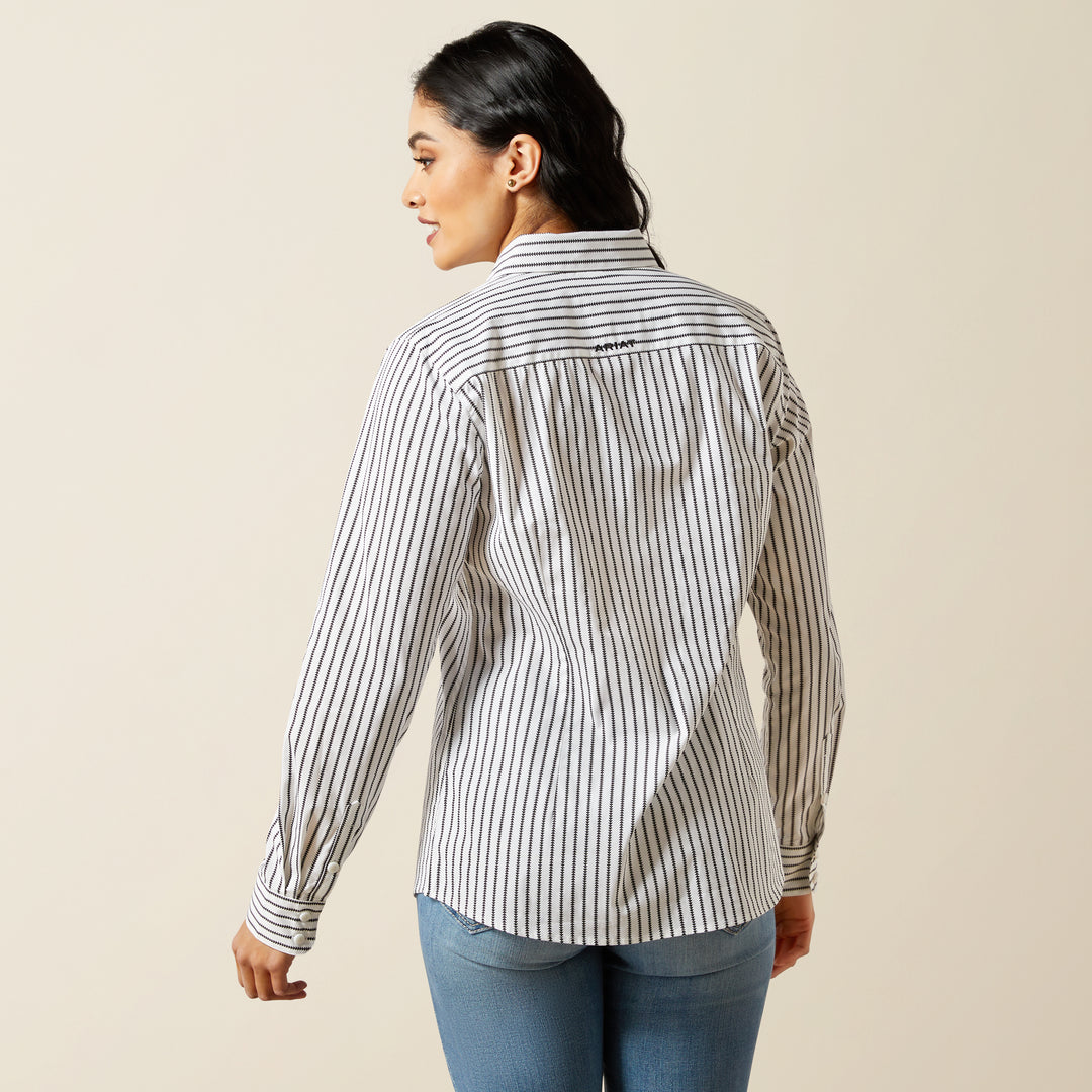 Ladies Ariat Kirby Stretch Black and White Triangle Stripe Shirt  - 10062658