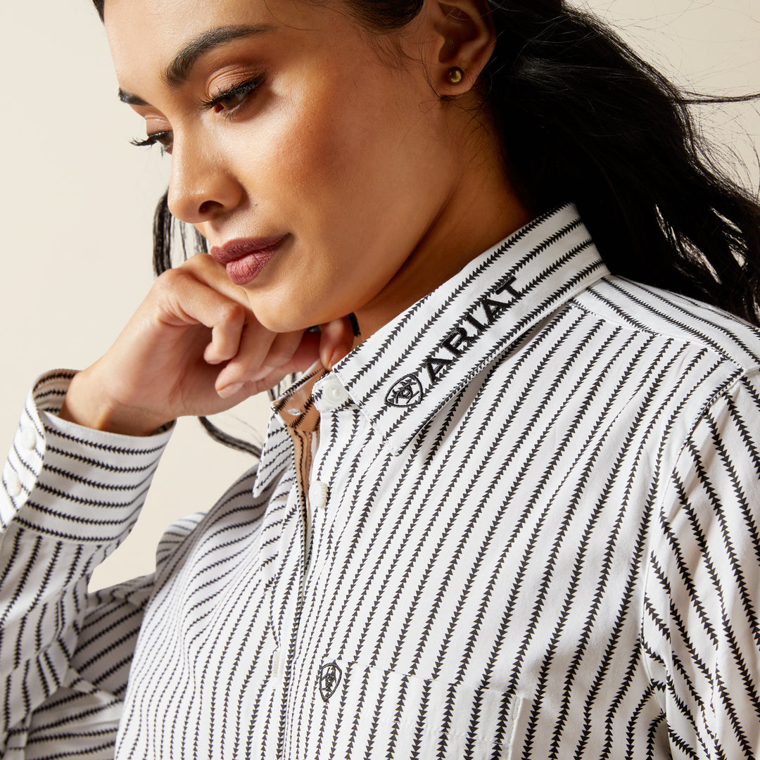 Ladies Ariat Kirby Stretch Black and White Triangle Stripe Shirt  - 10062658